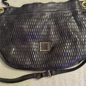 Campomaggi Black Perforated Leather Shoulder Bag